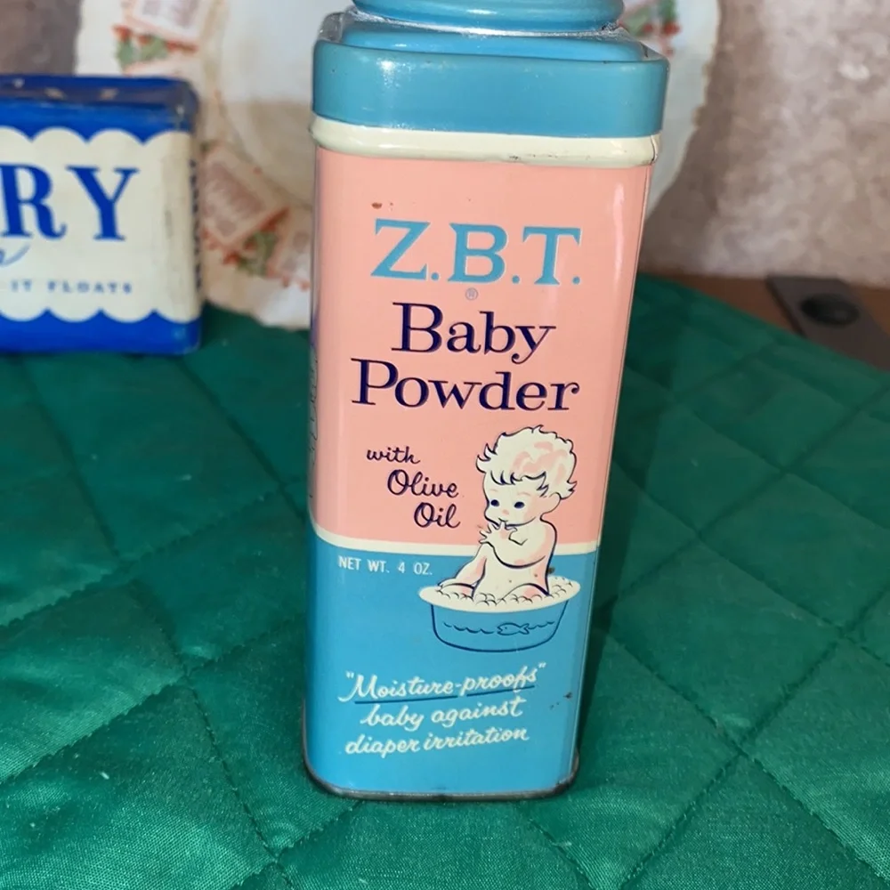 Antique ZBT Baby Powder Tin & Large Bar of Ivory Soap Dated Plate 1909